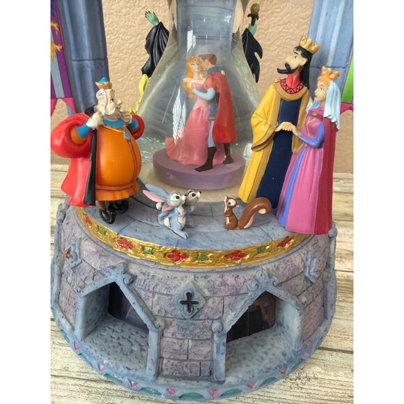 Disney Sleeping Beauty LED Light-UP Hourglass Snowglobe Music Box w/FLAWS - Picture 13 of 17